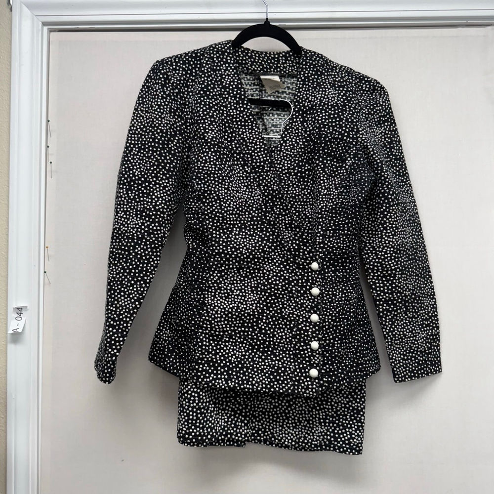 Vintage Women's All That Jazz Black White Polka Dot Skirt Set Juniors XS